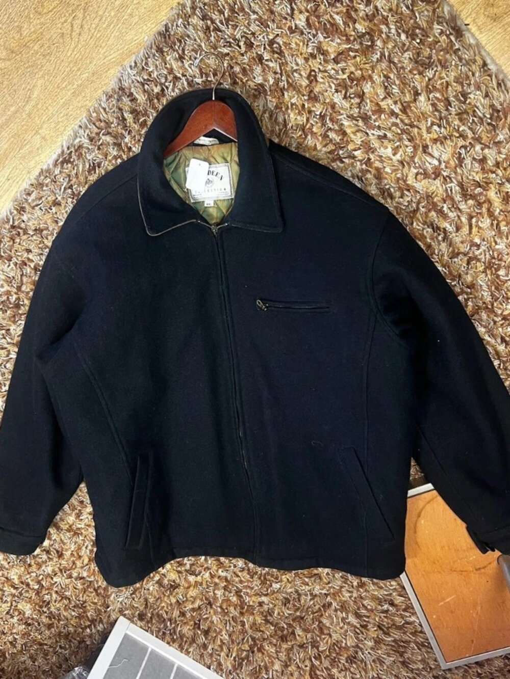 Aberdeen men's wool jacket,winter,black, sizes S to XXL long sleeve,zip,pockets!
